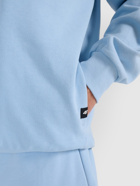 Męska bluza dresowa nierozpinana z kapturem 4F 4FRSS25TSWSM2111 - niebieska