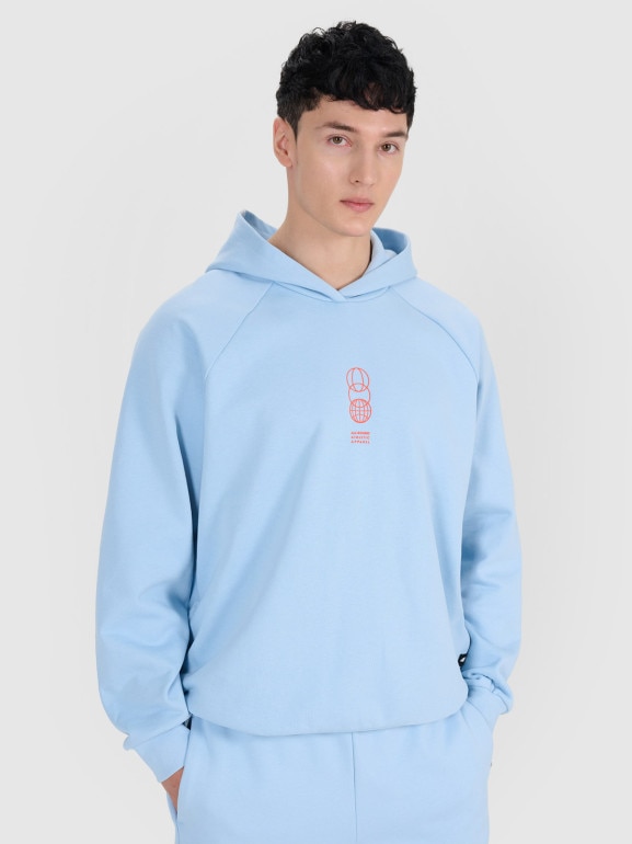 Męska bluza dresowa nierozpinana z kapturem 4F 4FRSS25TSWSM2111 - niebieska