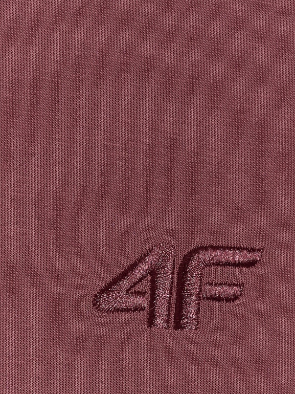 Męska bluza dresowa nierozpinana z kapturem 4F 4FRSS26TSWSM2793 - burgundowa