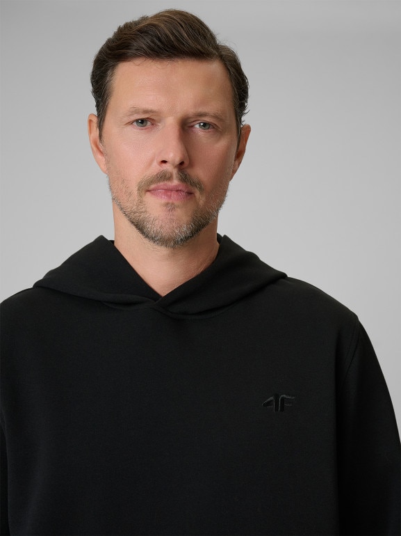 Męska bluza dresowa nierozpinana z kapturem 4F 4FRSS26TSWSM2793 - czarna