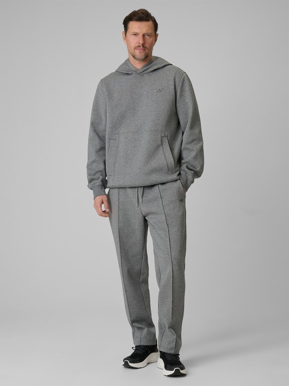 Męska bluza dresowa nierozpinana z kapturem 4F 4FRSS26TSWSM2793 - szara