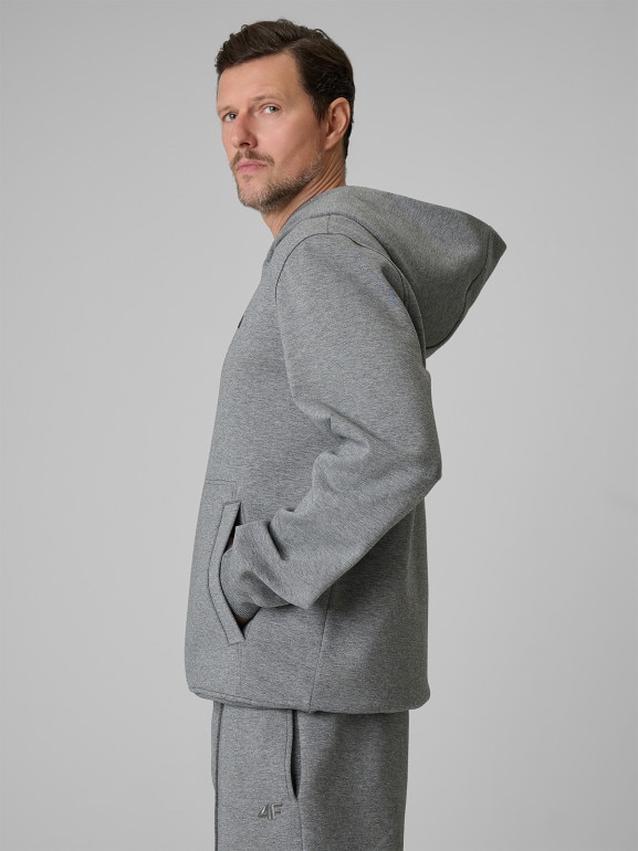 Męska bluza dresowa nierozpinana z kapturem 4F 4FRSS26TSWSM2793 - szara