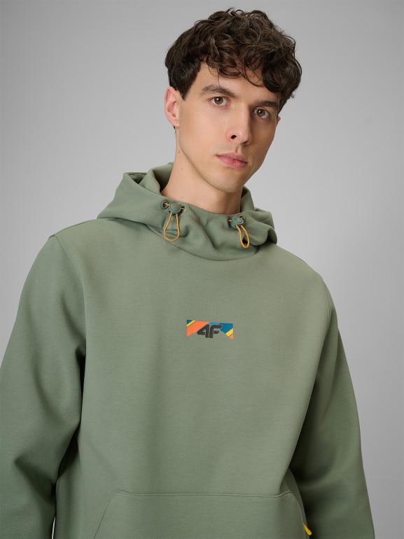 Męska bluza dresowa nierozpinana z kapturem 4F 4FRSS26TSWSM2894 - khaki