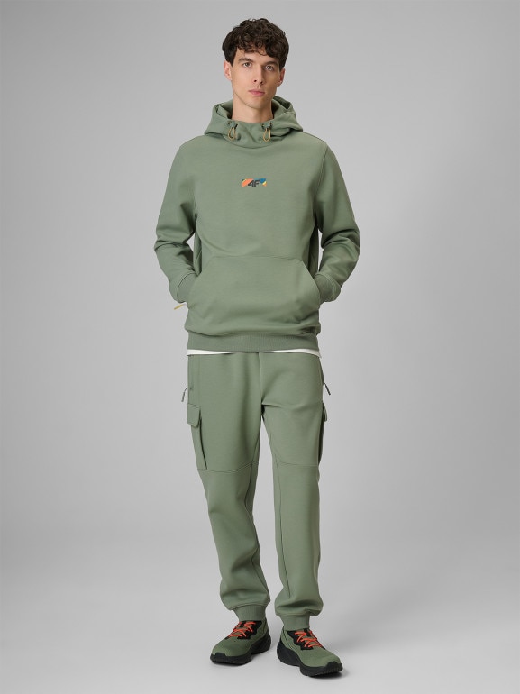 Męska bluza dresowa nierozpinana z kapturem 4F 4FRSS26TSWSM2894 - khaki