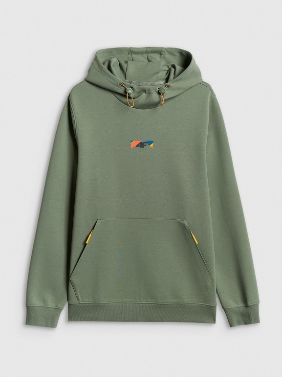 Męska bluza dresowa nierozpinana z kapturem 4F 4FRSS26TSWSM2894 - khaki