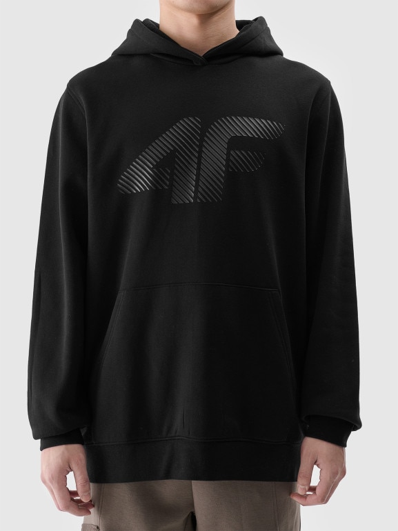 Męska bluza dresowa nierozpinana z kapturem 4F 4FWMM00TSWSM1766 - czarna