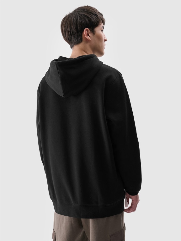Męska bluza dresowa nierozpinana z kapturem 4F 4FWMM00TSWSM1766 - czarna