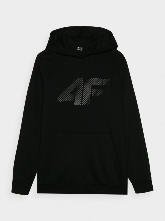 Męska bluza dresowa nierozpinana z kapturem 4F 4FWMM00TSWSM1766 - czarna