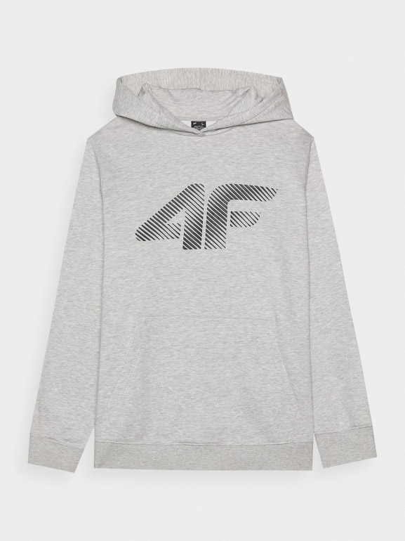 Męska bluza dresowa nierozpinana z kapturem 4F 4FWMM00TSWSM1766 - szara