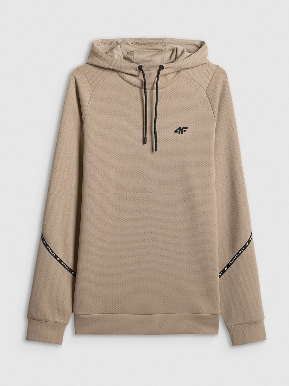 Męska bluza dresowa nierozpinana z kapturem 4F 4FWSS26TSWSM2238 - beżowa