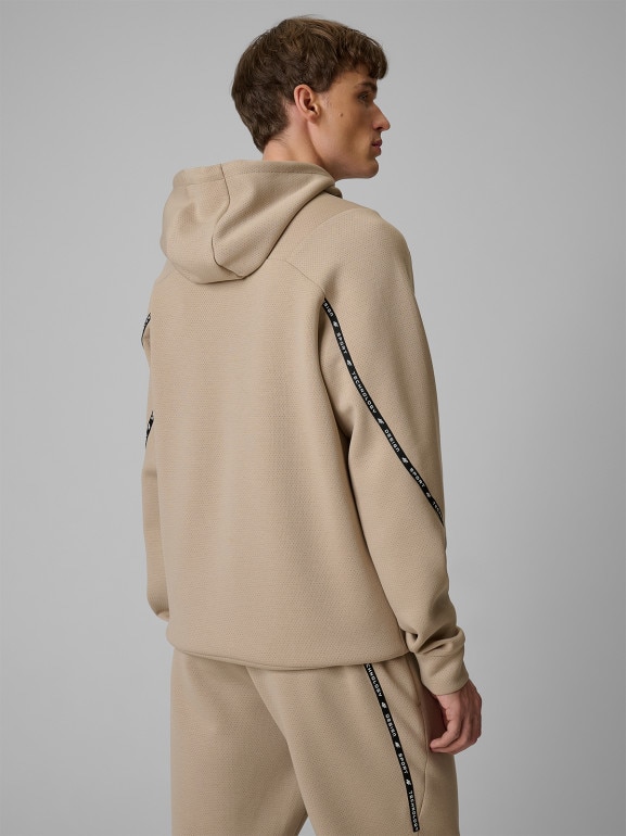 Męska bluza dresowa nierozpinana z kapturem 4F 4FWSS26TSWSM2238 - beżowa