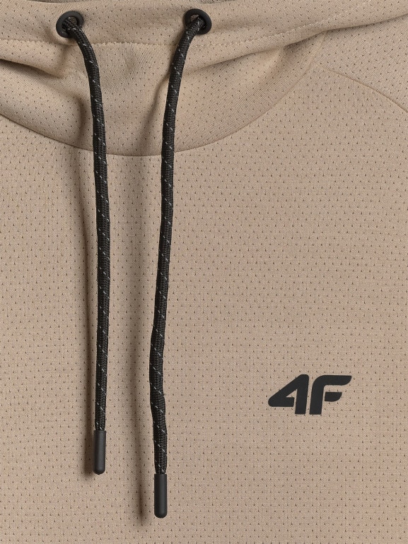 Męska bluza dresowa nierozpinana z kapturem 4F 4FWSS26TSWSM2238 - beżowa
