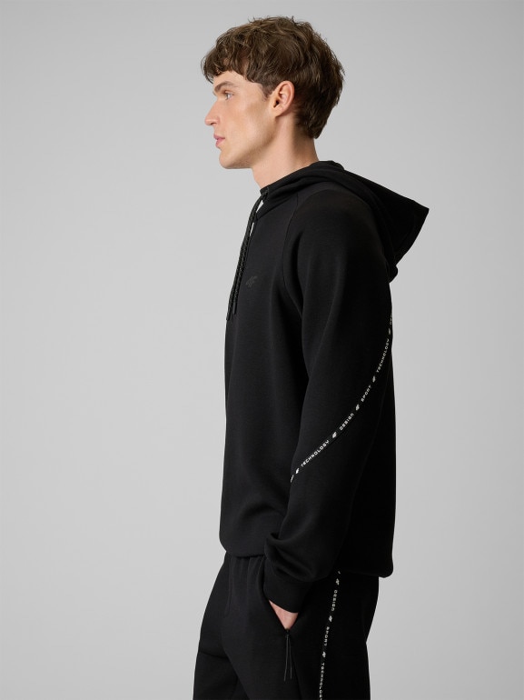 Męska bluza dresowa nierozpinana z kapturem 4F 4FWSS26TSWSM2238 - czarna