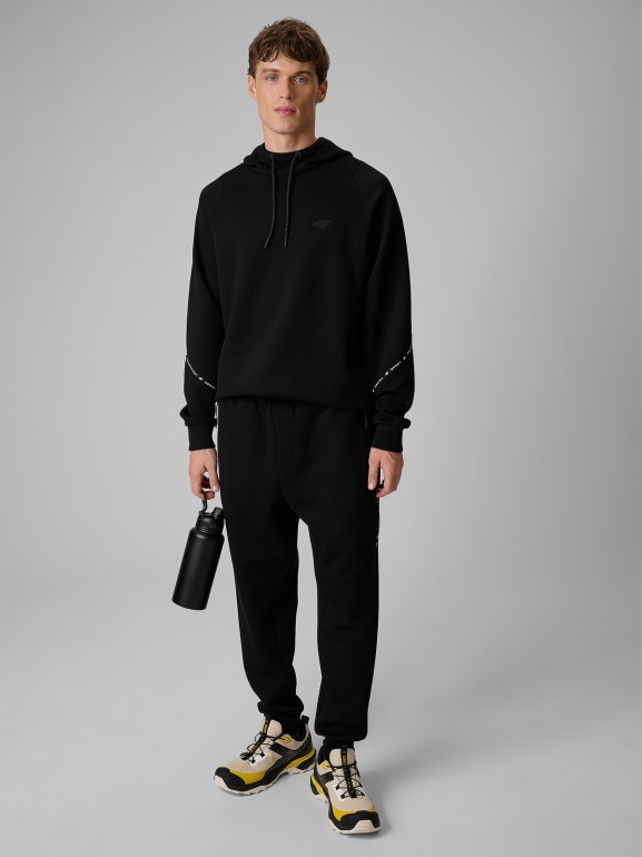 Męska bluza dresowa nierozpinana z kapturem 4F 4FWSS26TSWSM2238 - czarna