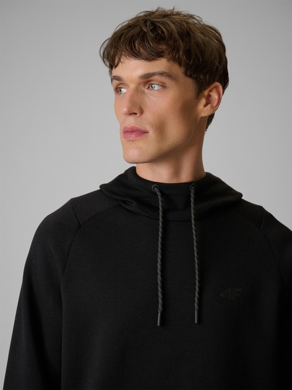 Męska bluza dresowa nierozpinana z kapturem 4F 4FWSS26TSWSM2238 - czarna