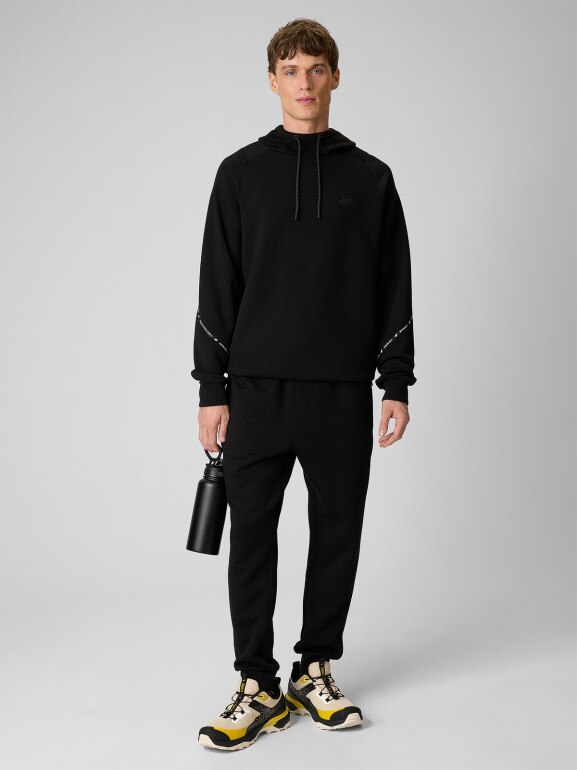 Męska bluza dresowa nierozpinana z kapturem 4F 4FWSS26TSWSM2238 - czarna