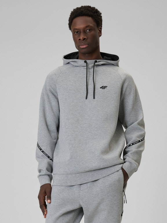 Męska bluza dresowa nierozpinana z kapturem 4F 4FWSS26TSWSM2238 - szara