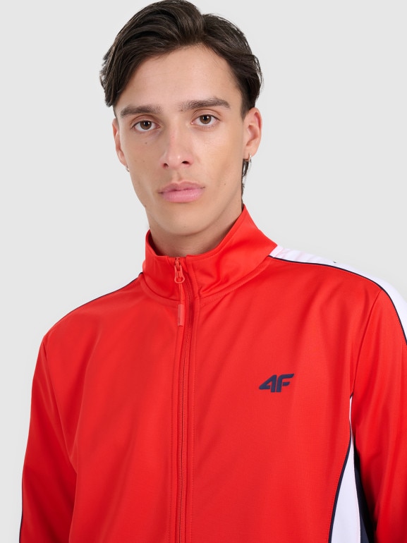 Męska bluza dresowa rozpinana bez kaptura 4F 4FRAW25TSWSM2459 - czerwona
