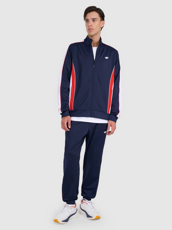 Męska bluza dresowa rozpinana bez kaptura 4F 4FRAW25TSWSM2459 - granatowa