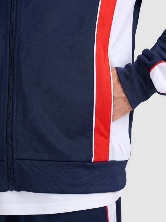 Męska bluza dresowa rozpinana bez kaptura 4F 4FRAW25TSWSM2459 - granatowa