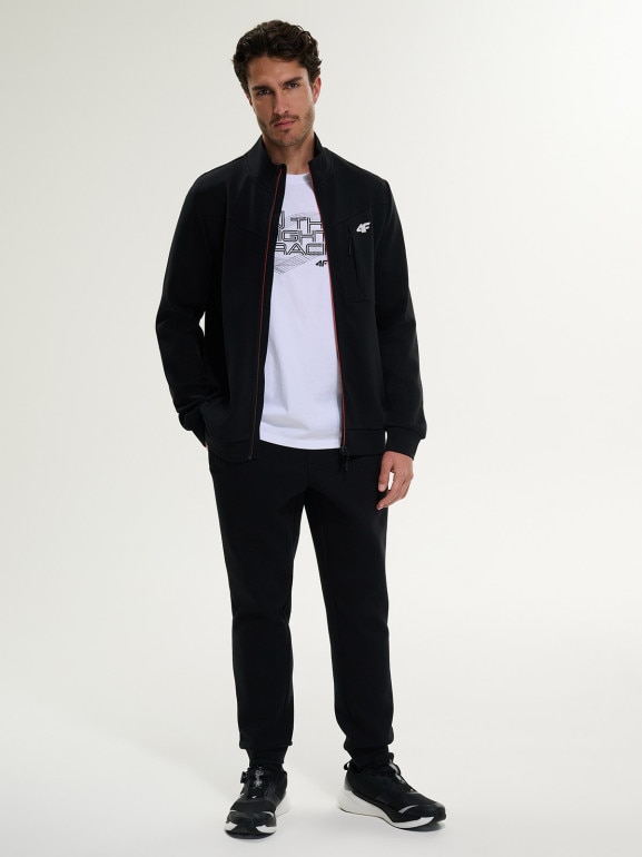 Męska bluza dresowa rozpinana bez kaptura 4F 4FRSS26TSWSM2897 - czarna