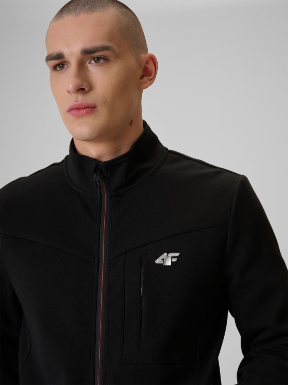 Męska bluza dresowa rozpinana bez kaptura 4F 4FRSS26TSWSM2897 - czarna