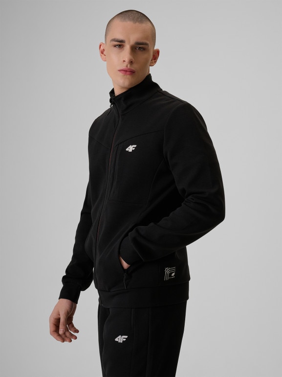 Męska bluza dresowa rozpinana bez kaptura 4F 4FRSS26TSWSM2897 - czarna