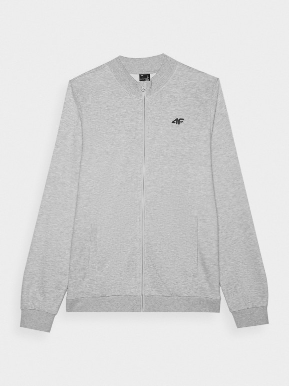 Męska bluza dresowa rozpinana bez kaptura 4F 4FWMM00TSWSM1463 - szary