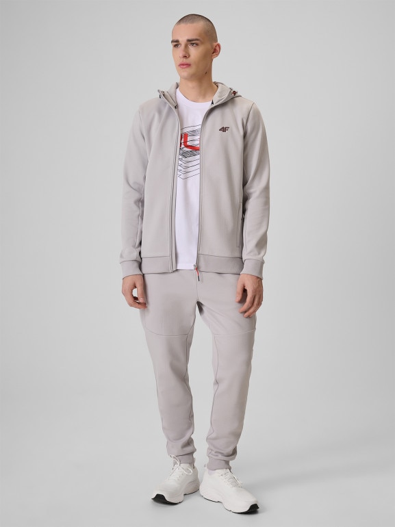 Męska bluza dresowa rozpinana z kapturem 4f 4FRSS26TSWSM2895 - szara