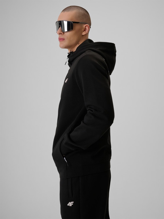 Męska bluza dresowa rozpinana z kapturem 4F 4FRSS26TSWSM2898 - czarna
