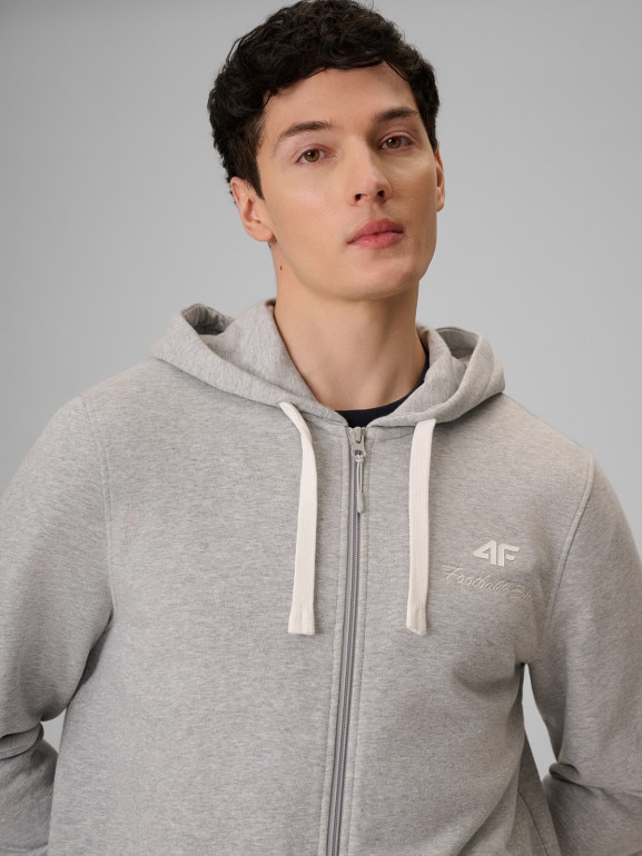 Męska bluza dresowa rozpinana z kapturem 4F 4FRSS26TSWSM2950 - szara