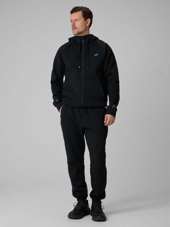 Męska bluza dresowa rozpinana z kapturem 4F 4FRSS26TSWSM2974 - czarna