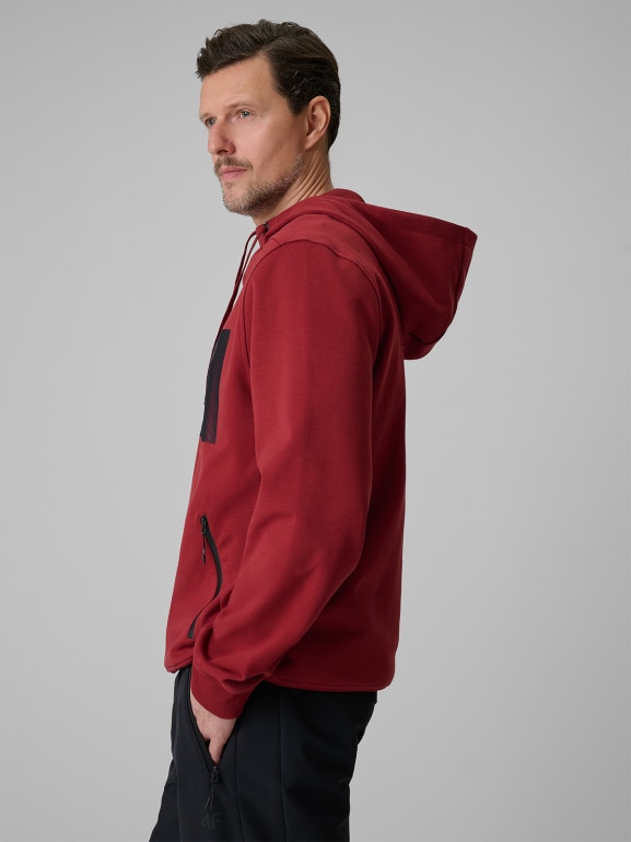 Męska bluza dresowa rozpinana z kapturem 4F 4FRSS26TSWSM2975 - czerwona