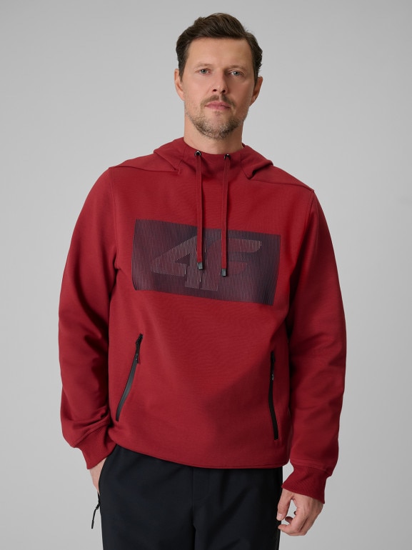Męska bluza dresowa rozpinana z kapturem 4F 4FRSS26TSWSM2975 - czerwona