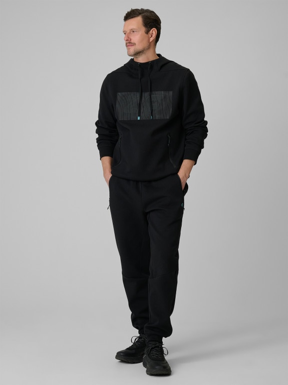 Męska bluza dresowa rozpinana z kapturem 4F 4FRSS26TSWSM2975 - czarna
