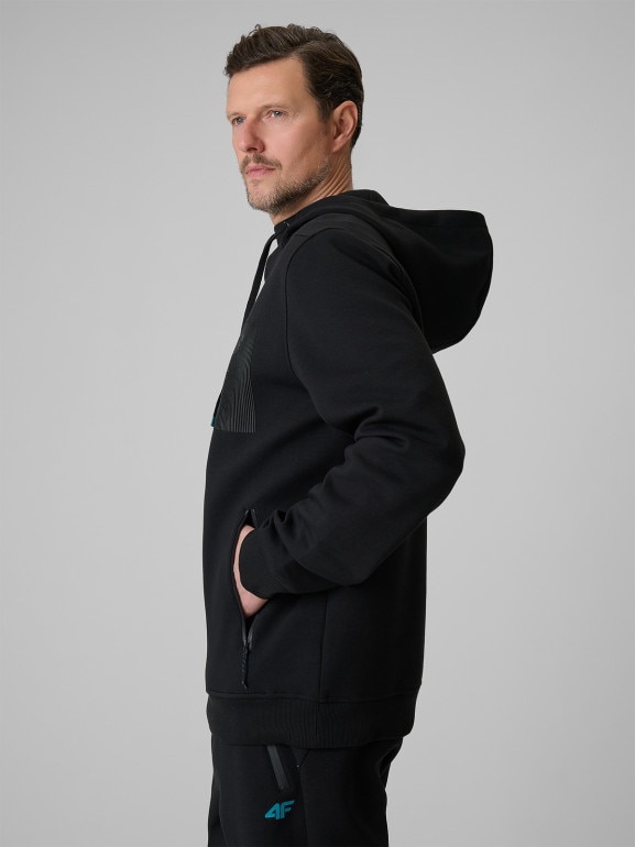 Męska bluza dresowa rozpinana z kapturem 4F 4FRSS26TSWSM2975 - czarna