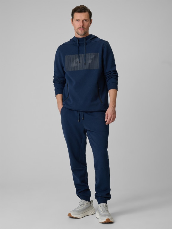 Męska bluza dresowa rozpinana z kapturem 4F 4FRSS26TSWSM2975 - granatowa