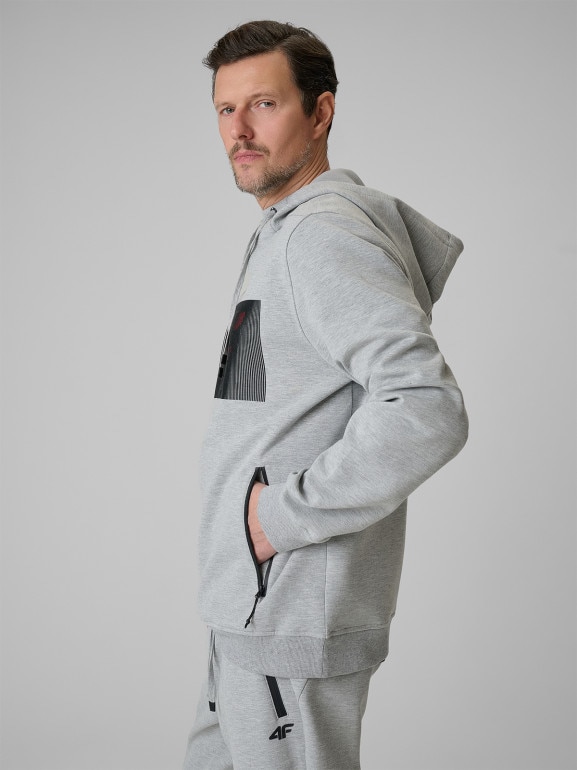 Męska bluza dresowa rozpinana z kapturem 4F 4FRSS26TSWSM2975 - szara