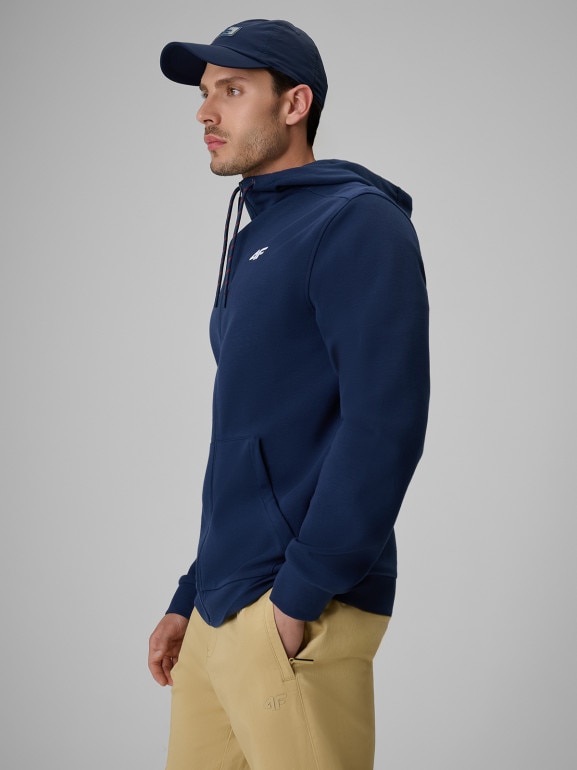 Męska bluza dresowa rozpinana z kapturem 4F 4FRSS26TSWSM2979 - granatowa