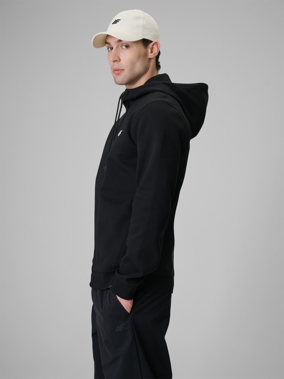 Męska bluza dresowa rozpinana z kapturem 4F 4FRSS26TSWSM3076 - czarna