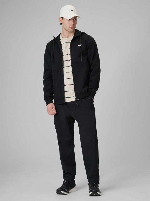 Męska bluza dresowa rozpinana z kapturem 4F 4FRSS26TSWSM3076 - czarna