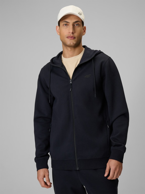 Męska bluza dresowa rozpinana z kapturem 4F 4FRSS26TSWSM3076 - granatowa