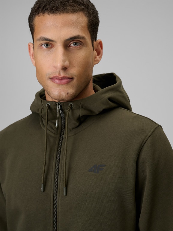 Męska bluza dresowa rozpinana z kapturem 4F 4FRSS26TSWSM3106 - khaki