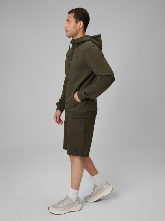 Męska bluza dresowa rozpinana z kapturem 4F 4FRSS26TSWSM3106 - khaki