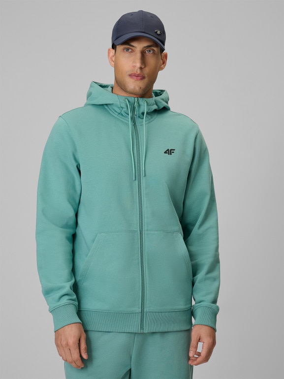 Męska bluza dresowa rozpinana z kapturem 4F 4FRSS26TSWSM3106 - miętowa