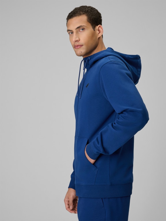 Męska bluza dresowa rozpinana z kapturem 4F 4FRSS26TSWSM3106 - niebieska