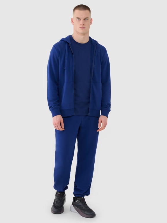Męska bluza dresowa rozpinana z kapturem 4F 4FWMM00TSWSM1768 - granatowa