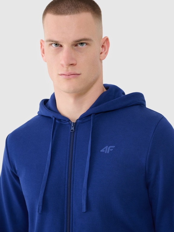 Męska bluza dresowa rozpinana z kapturem 4F 4FWMM00TSWSM1768 - granatowa