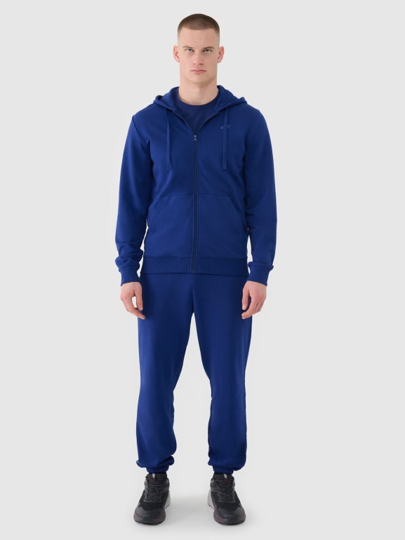 Męska bluza dresowa rozpinana z kapturem 4F 4FWMM00TSWSM1768 - granatowa