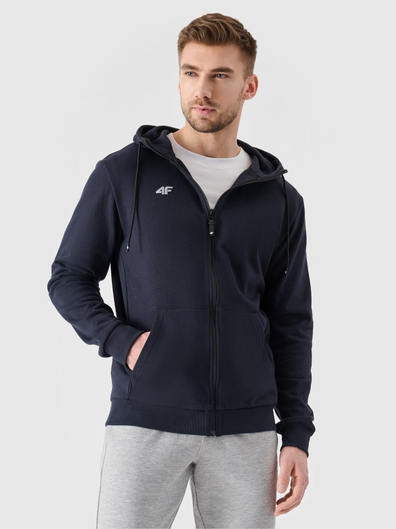 Męska bluza dresowa rozpinana z kapturem 4F NOSH4-BLM004B - granatowa